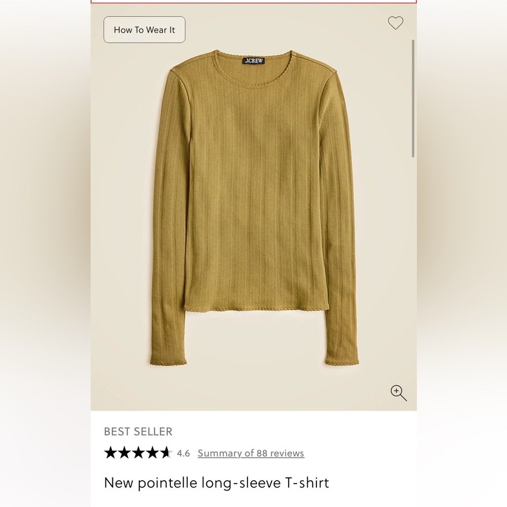 J Crew NWT pointelle long-sleeve T-shirt